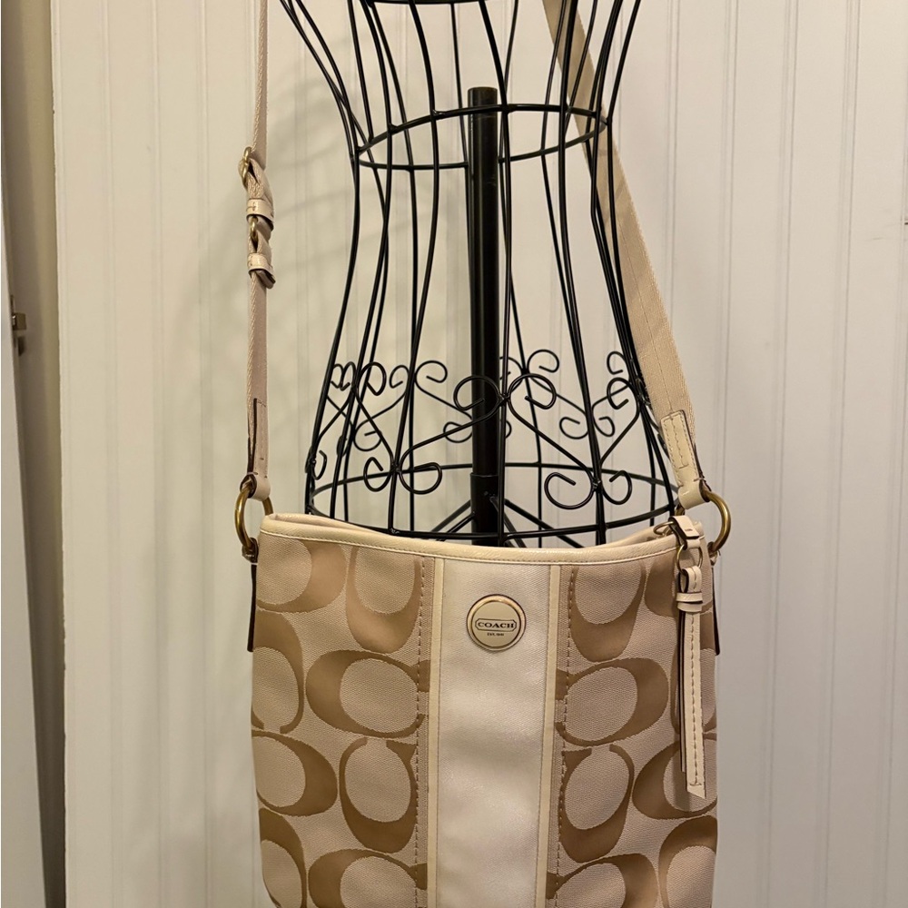 Coach Tan and Cream Crossbody Bag